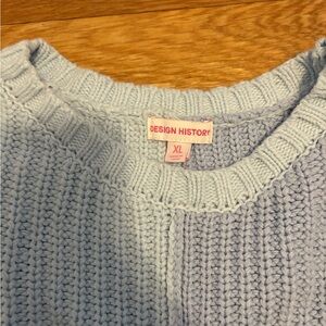 Design History Girls Light Blue Color Block Sweater
